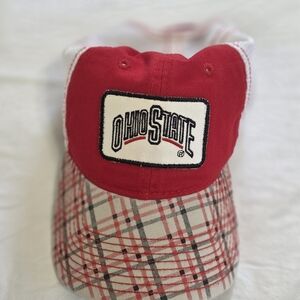 NCAA Red Plaid Youth Baseball Cap with Ohio State Patch